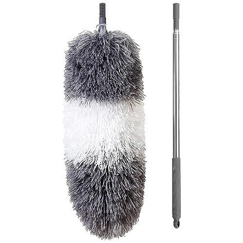 Microfiber Feather Duster with 100-Inch Extendable Pole & Bendable Head