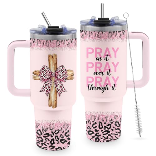 40oz Christian Tumbler with Handle & Straw – TNASURHUS Pink ChristSZJ
