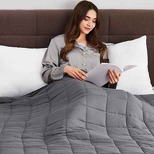 Weighted Blanket for Adults - 15lbs, 48"x72", Grey, Soft & Cooling