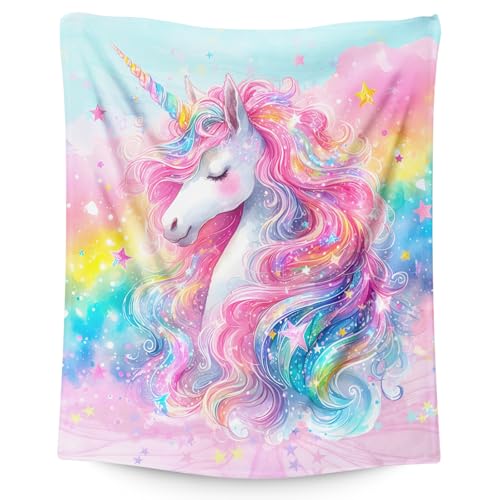 IWANGIFT Unicorn Blanket 60"x80" Throw - Lightweight Flannel Bedding, 80x60 Color 1