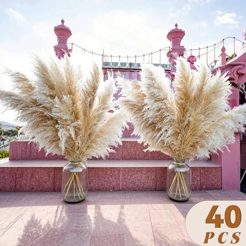 40pcs 40-Inch Tall Pampas Grass Stems for Boho Floor Vase Decor