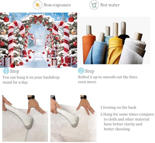 CINRAY 8x6FT Christmas Backdrop Candy Snow Scene Photo Background, Winter Xmas Holiday Props