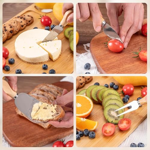 Linwnil Cheese Knife with Wooden Handle — Stainless Steel Blade for Soft & Hard Cheese