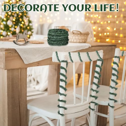 Jutom 100 Ft Green Artificial Pine Garland for Christmas Decorations