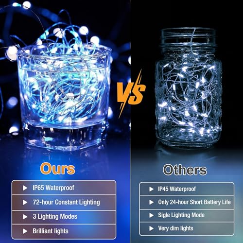 Fairdeer 12 Pack Fairy Lights - Blue & White 7ft Waterproof LED String Lights (3 Modes) Battery Operated