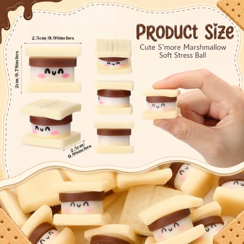 20 Pcs S'mores Marshmallow Stress Balls, Soft Fidget Squeeze Toys