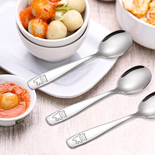 9-Piece Stainless Steel Toddler Spoons Set with Bear Engraving