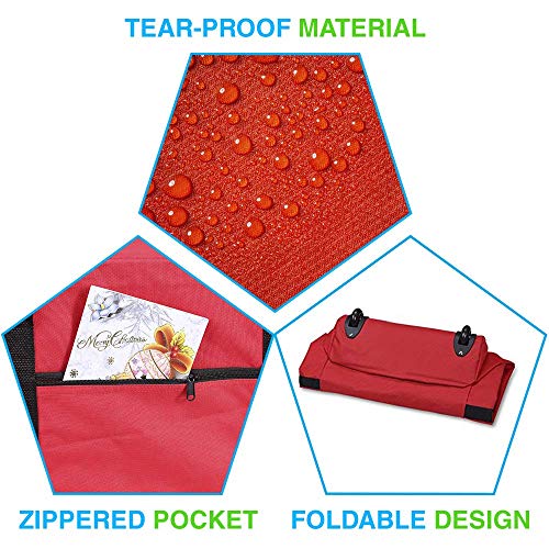 Primode Red Christmas Tree Storage Bag Fits up to 7.5 Ft Disassembled Holiday Tree