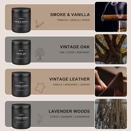 Men's Scented Candle Gift Set - 4 Pack Soy Wax Aromatherapy Candles (200 Hr)