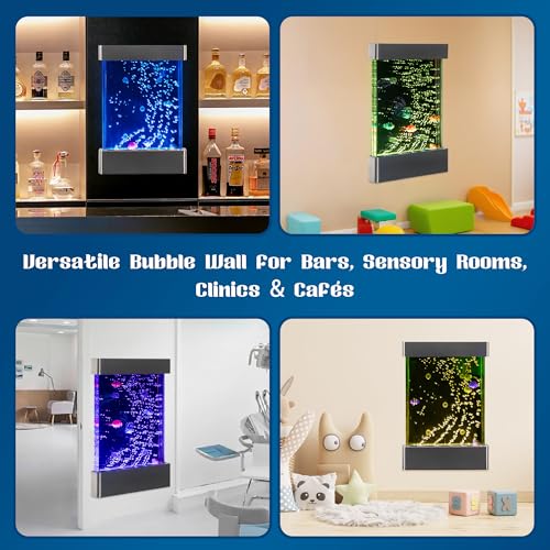 Wall-Mounted LED Bubble Wall – 24"x16" Stainless Steel Sensory Water Panel
