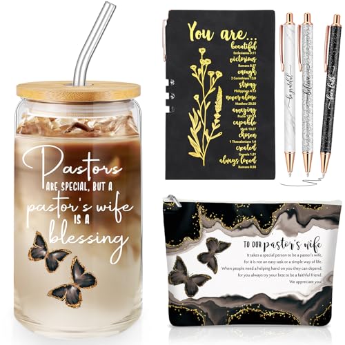 Funnymoom Black Pastor Appreciation Gift Set with Tumbler Journal Pens