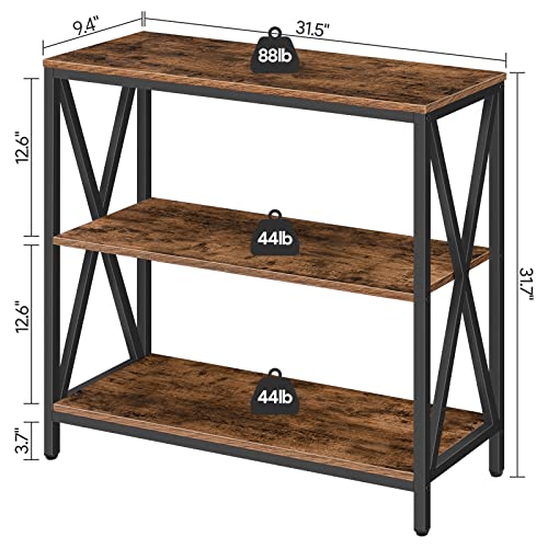 31.5-Inch Industrial 3-Tier Console Table, Narrow Rustic Entryway Sofa Table