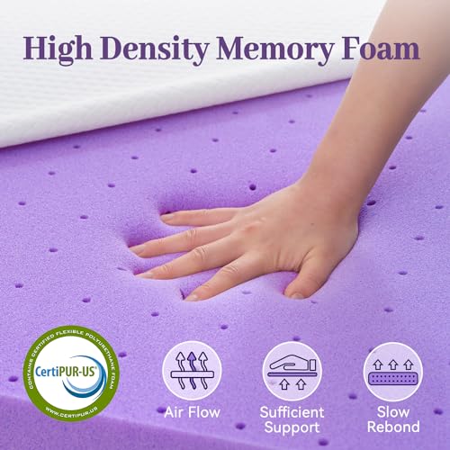 SINWEEK 2 Inch Gel Memory Foam Mattress Topper Twin Size with Washable Cover