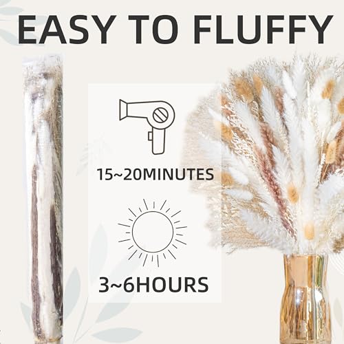 93-Piece Dried Pampas Grass Bouquet - Natural Boho Home & Wedding Decor