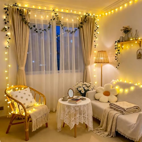 JMEXSUSS 100 LED Globe String Lights 33ft Warm White Plug In Fairy Lights with Remote