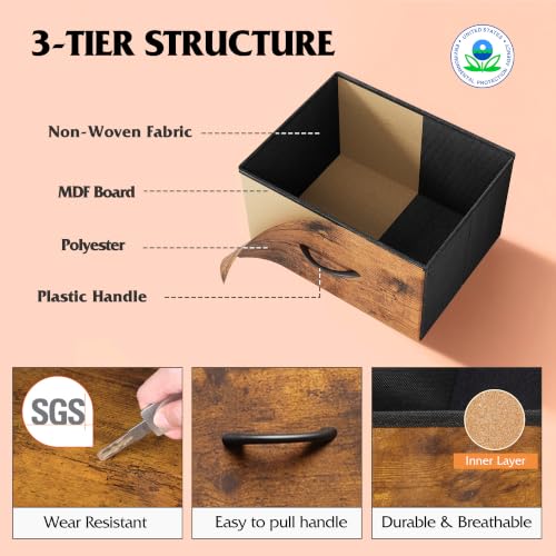 9-Drawer Dresser TV Stand for 75 Inch TVs, Rustic Brown Media Console