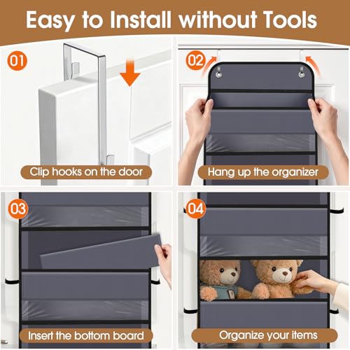 Over The Door Storage Organizer With 4 Tiers And Mesh Side Pockets