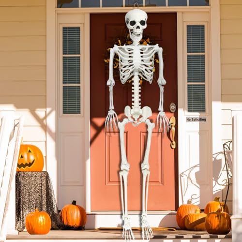 Life-Size Halloween Skeleton Decor with Posable Joints & Glowing Eyes - 5.9ft