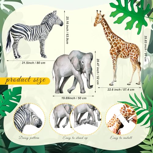 3-Piece Jungle Safari Animal Cardboard Cutout Set for Party Decorations