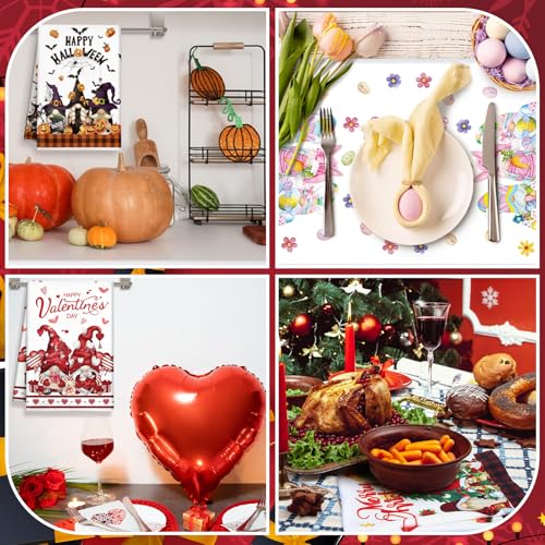 FuWeave Bright Gnome Seasonal Kitchen Towels Set - 12 Pieces Holiday Decor