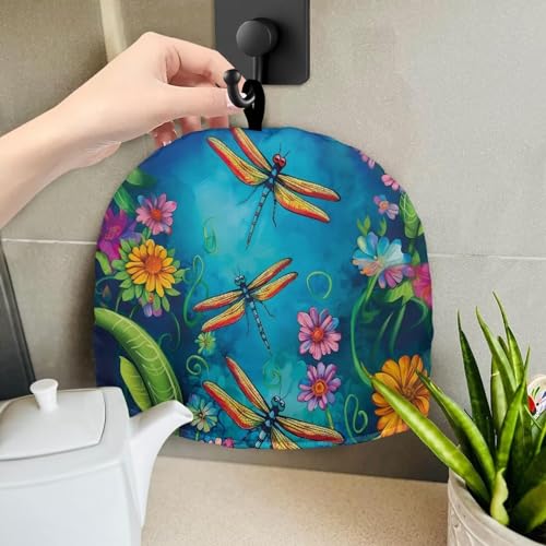 Insulated Tea Cozy for Teapot - Floral Dragonfly Print Thermal Cover