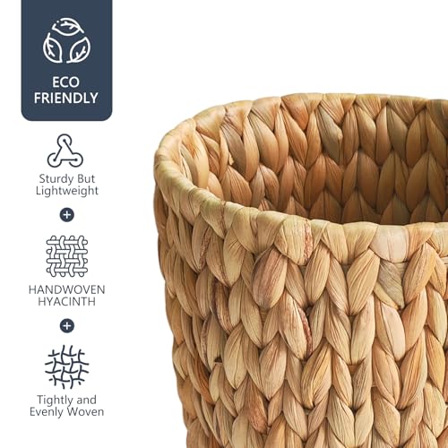 Natural Water Hyacinth Wicker Trash Can - 2 Gallon Small Waste Basket
