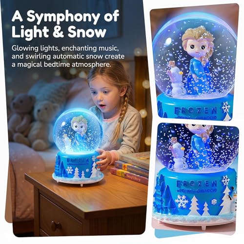 Musical Snow Globe with Automatic Snowfall and Colorful Lights, 80mm