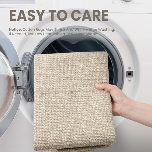 Washable Runner Rug 2x7 Ft, Non-Slip Kitchen Hallway Carpet in Sand Beige
