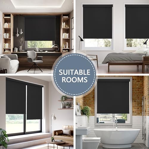 Cordless Blackout Roller Shade 34" W x 72" H, Thermal Insulated Window Blind