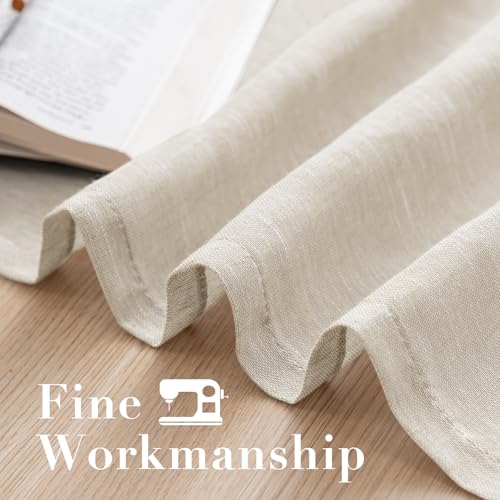 Natural Linen Sheer Curtains Panels, 84-Inch, Nickel Grommet, 2 Pack