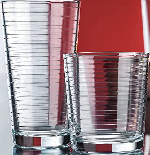 Le'raze 16-Piece Heavy Base Drinkware Set - 8 Highball & 8 Old Fashioned Glasses
