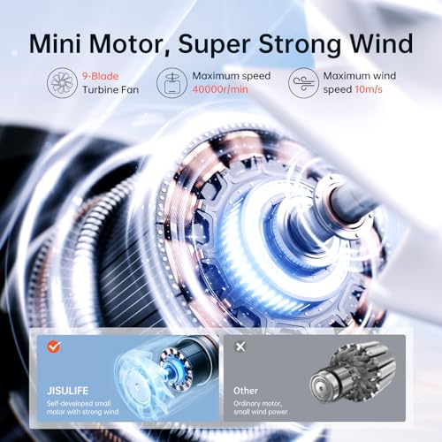 JISULIFE Life9 Portable Handheld Turbo Fan, 5000mAh 5-Speed Mini Pocket Fan