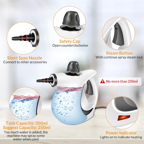 Handheld Steam Cleaner with 12-Piece Accessory Set for Deep Home Cleaning