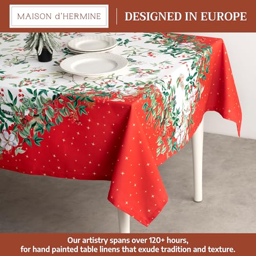Maison d'Hermine Holiday Watercolor Cotton Tablecloth 70x120 Inches - Noel Variation