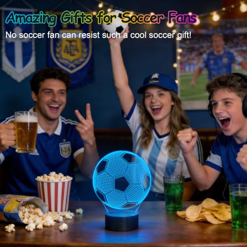 3D Soccer Night Light for Kids, Color-Changing LED Lamp with Remote