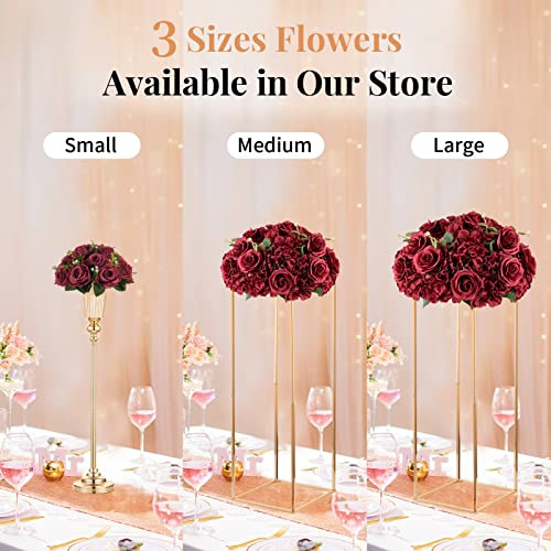 NUPTIO Burgundy Flower Balls 15.7in, 2-Pack Large Table Centerpieces