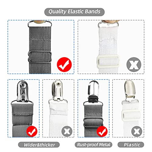 Adjustable Bed Sheet Straps - Fitted Sheet Clips, 4 Pack