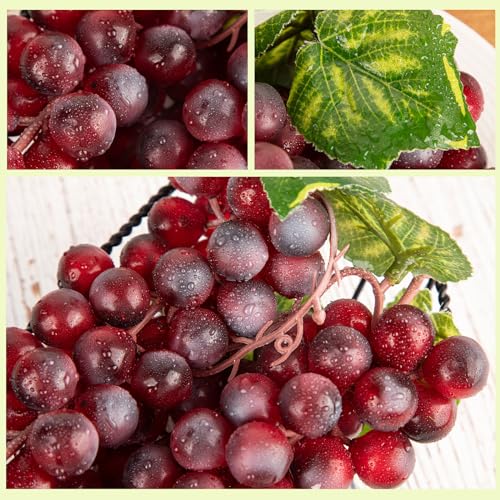 Lifelike Artificial Red Grapes - 4 Bunches for Decor & Crafts