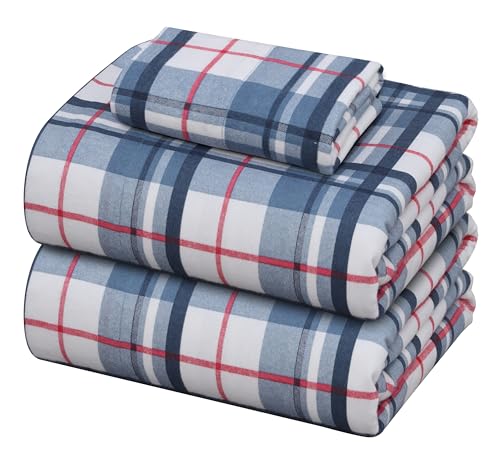 Cotton Flannel Sheets Twin Size 3-Piece Bed Set - Soft & Durable