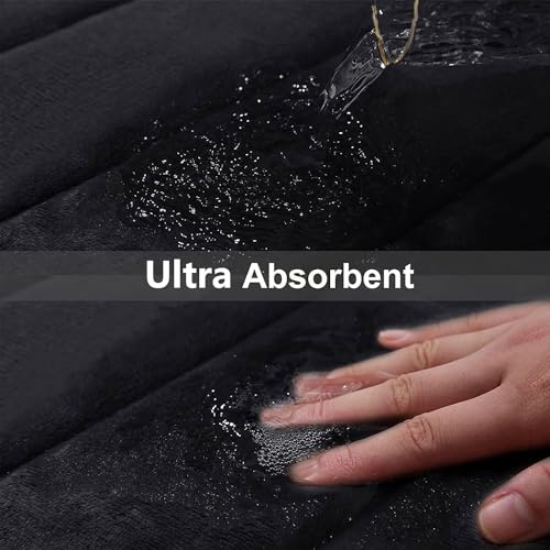 Buganda Memory Foam Bath Mat 30x20 Ultra Soft Absorbent Black Rug