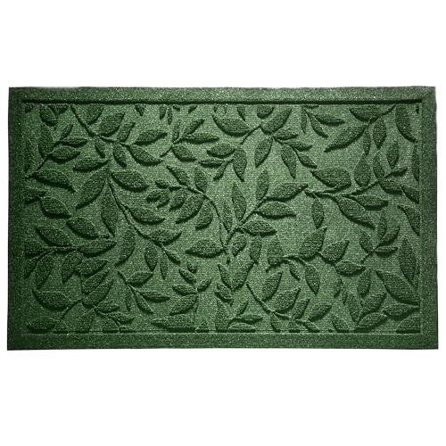 Leaf Print Indoor Outdoor Door Mat - Non-Slip Rubber Backing, 17x30 Inch