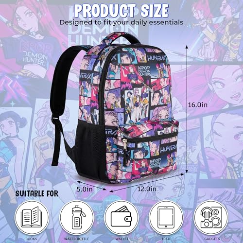 16-Inch K-Pop Anime Girls Backpack - Water-Resistant School Travel Bag