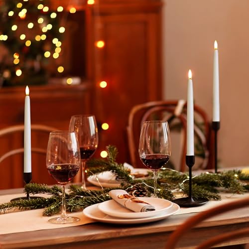 Baquler 100 Pcs Flameless Taper Candles 9.7 Inch, Battery-Operated White LED