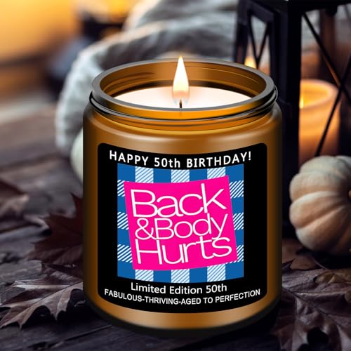 Funny 50th Birthday Lavender Scented Candle - Gift for Women and Men