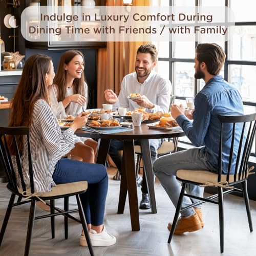 D-Shape Memory Foam Dining Chair Cushions, 6 Pack, 3.5 Inch Thick, Beige