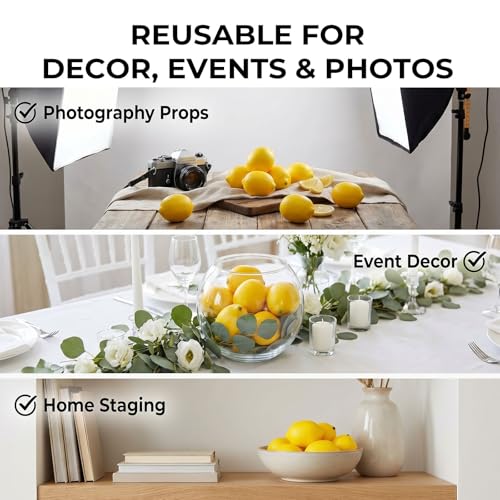 12PCS Large Artificial Lemons - 3.7" Faux Fruit for Decor