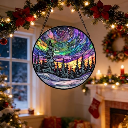 Van Gogh Night Scene Stained Glass Window Hanging Suncatcher Gifts