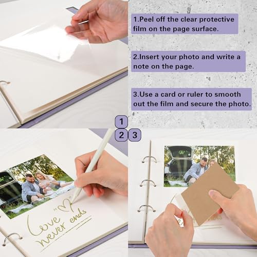 Self-Adhesive Photo Album Refill Pages for 3-Ring Binders, 30 Sheets