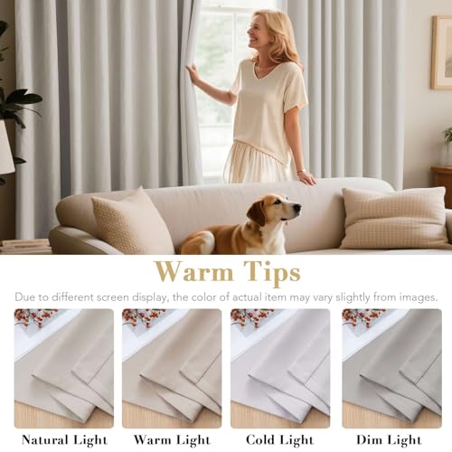 Thermal Insulated Blackout Curtains for Bedroom - 63 Inch Grommet Panels (Ivory/Cream, Set of 2)