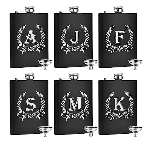 ElegantPARK Personalized Monogram Flask for Men with Initial J - 8oz Groomsmen Gift